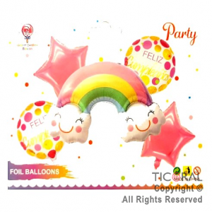 SET DE GLOBOS METALIZADO ARCO IRIS 5 UNIDADES X 1